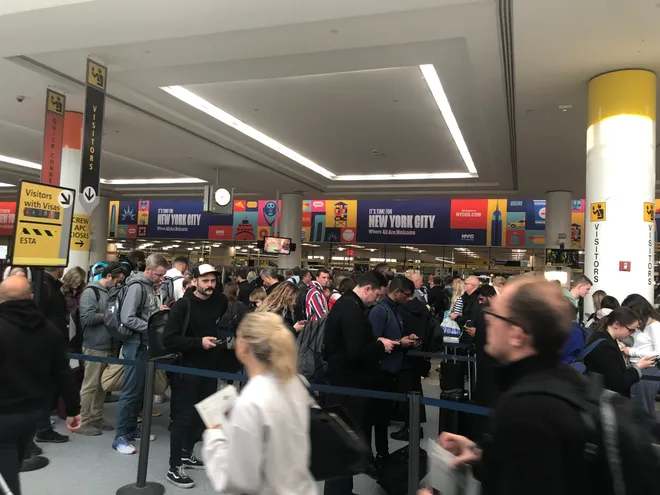 Passport control in JFK airport Terminal 1 on Oct. 17, 2022. Zach Wichter/USA TODAY